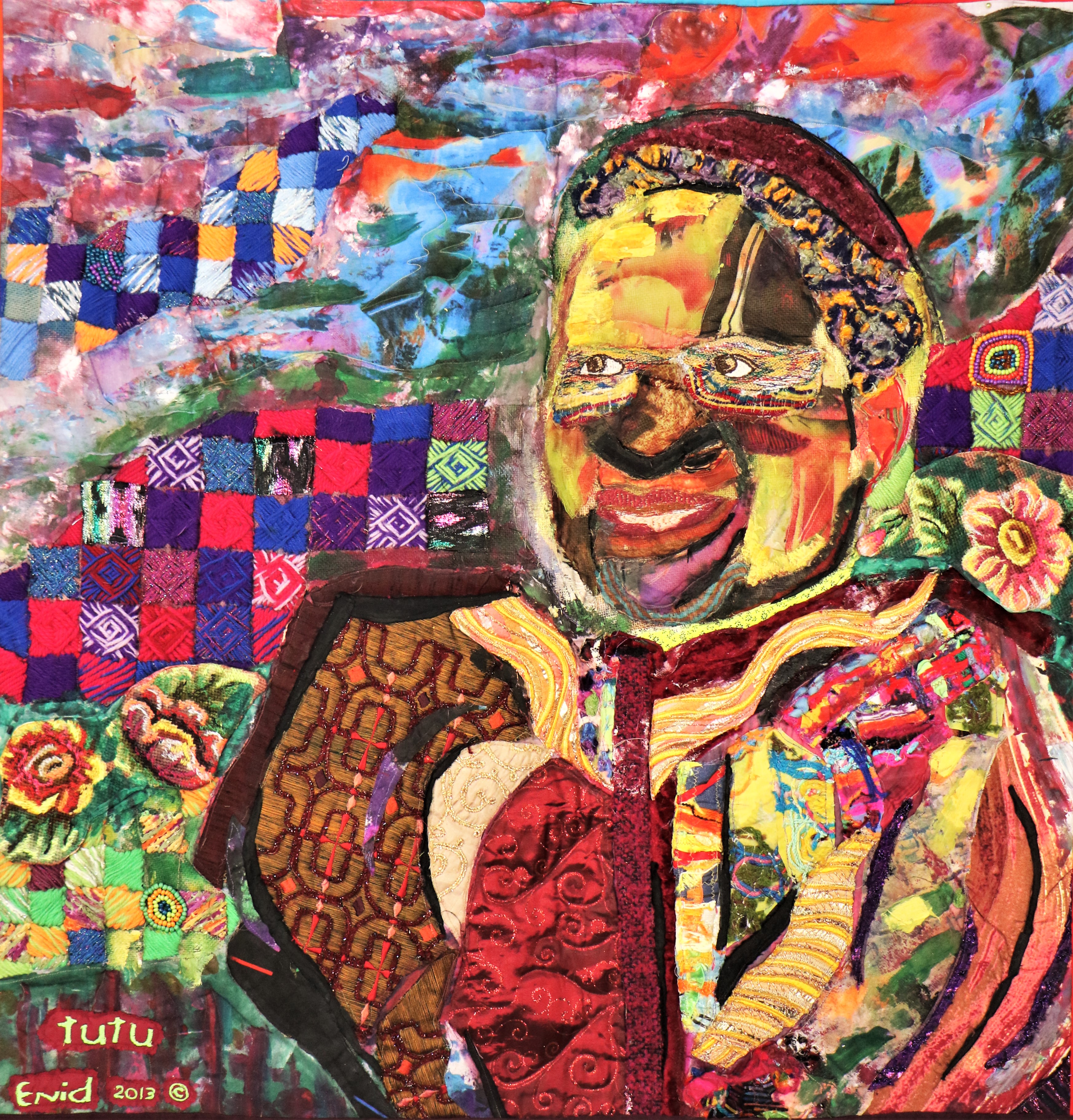 Tutu — art quilt by Enid Viljoen, fibre artist